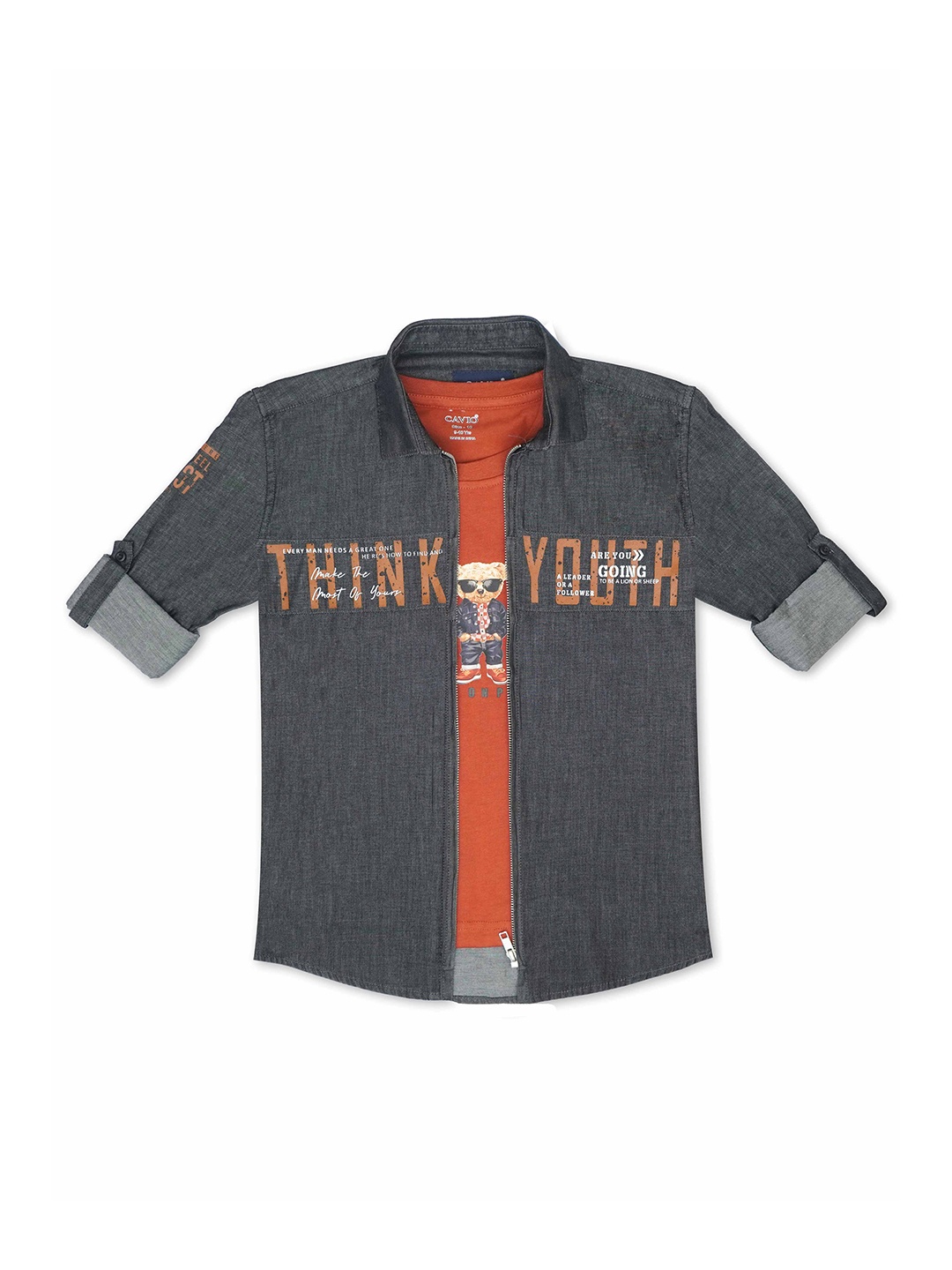 CAVIO Boys Typography Printed Roll-Up Sleeves Pure Cotton Casual Shirt & T-Shirt, Rust
CAVIO Boys Typography Printed Roll-Up Sleeves Pure Cotton Casual Shirt & T-Shirt, Rust