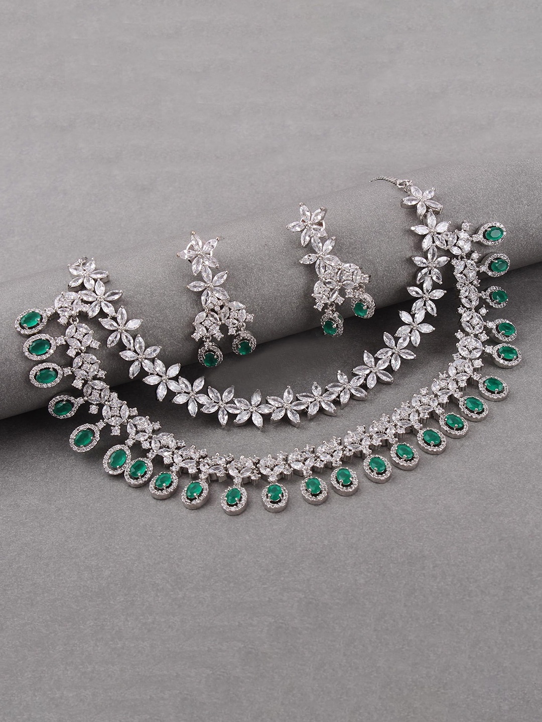 Mirana Rhodium Plated Rachel American Diamond Stone Studded Drop Layered Jewellery Set, Silver
Mirana Rhodium Plated Rachel American Diamond Stone Studded Drop Layered Jewellery Set, Silver