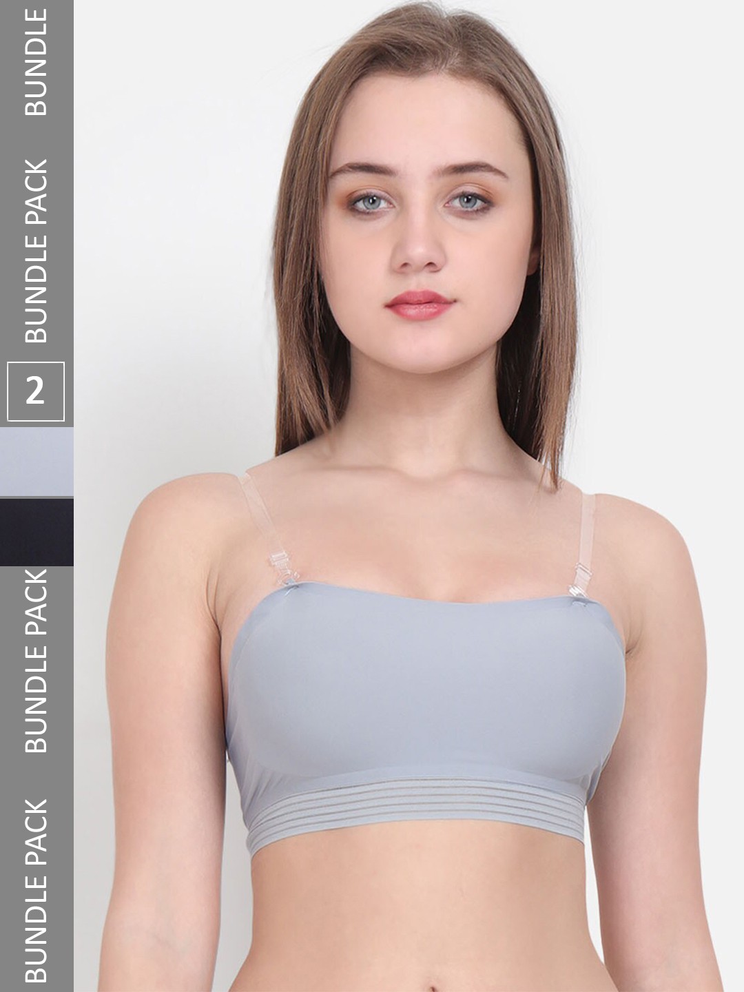 Lebami Pack Of 2 Full Coverage Rapid-Dry Lightly Padded Bandeau Bra With All Day Comfort, Grey
Lebami Pack Of 2 Full Coverage Rapid-Dry Lightly Padded Bandeau Bra With All Day Comfort, Grey