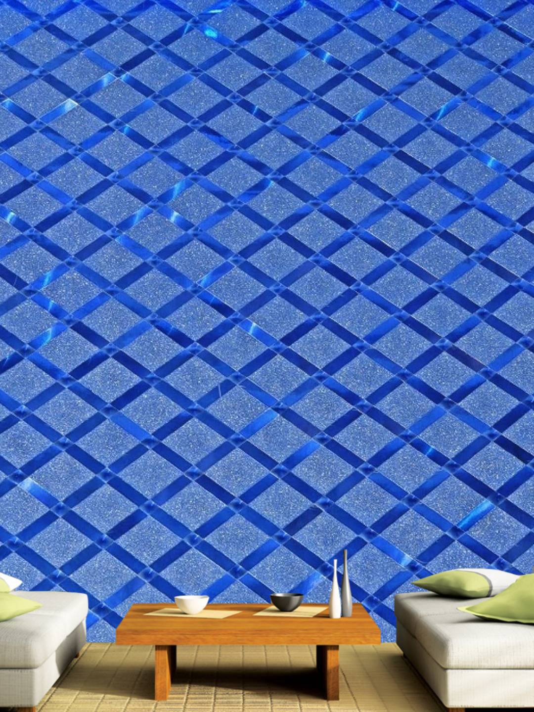 Jaamso Royals Blue Checked Self-Adhesive Wall Sticker