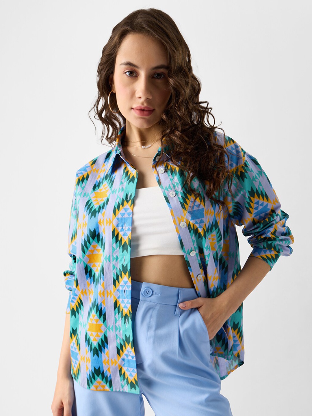 The Souled Store Relaxed Oversized Geometric Printed Pure Cotton Casual Shirt, Blue
The Souled Store Relaxed Oversized Geometric Printed Pure Cotton Casual Shirt, Blue
