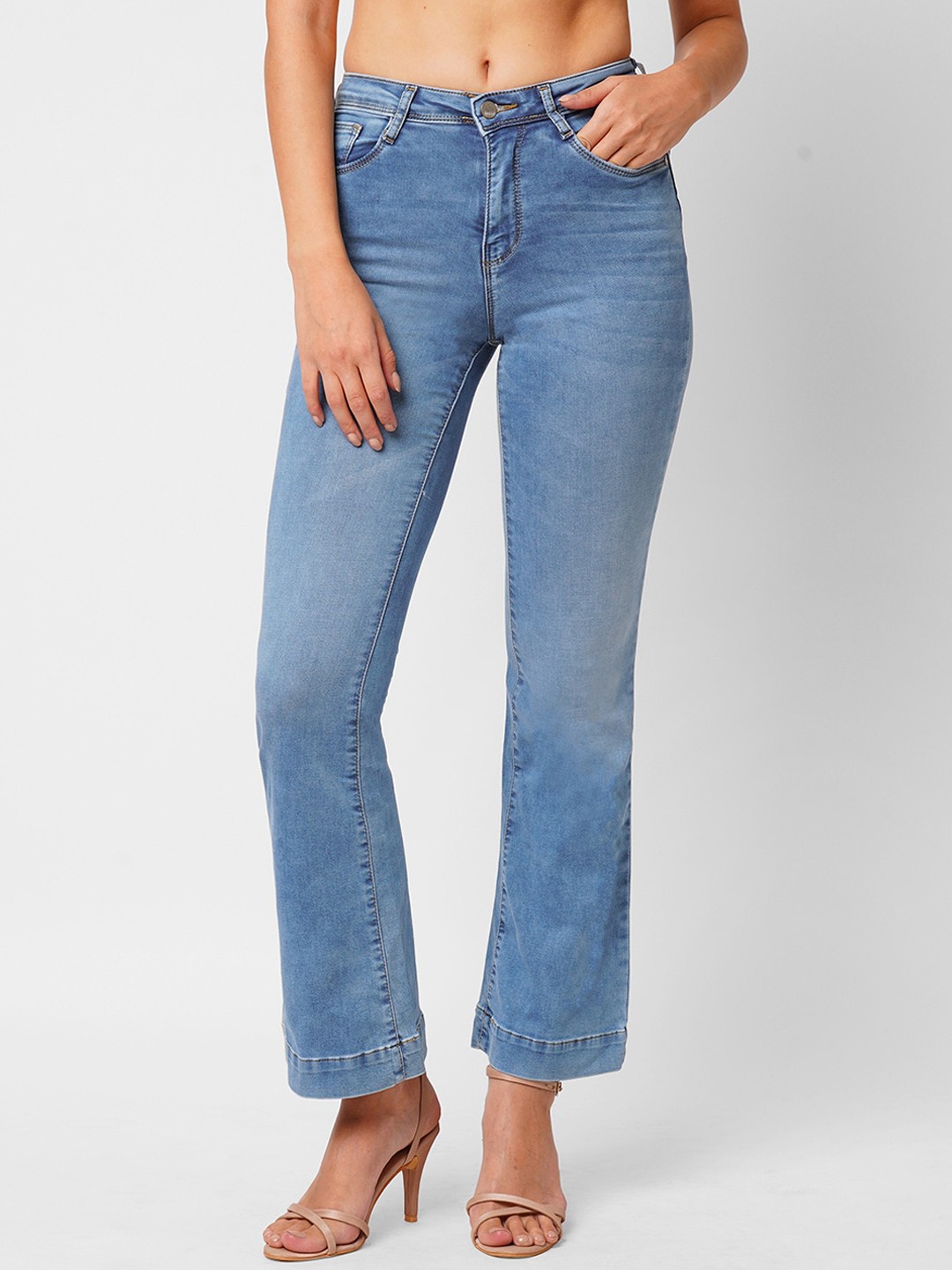 Kraus Jeans Women Flared Mid-Rise Whiskers & Chevrons Light Fade Stretchable Jeans, Blue
Kraus Jeans Women Flared Mid-Rise Whiskers & Chevrons Light Fade Stretchable Jeans, Blue