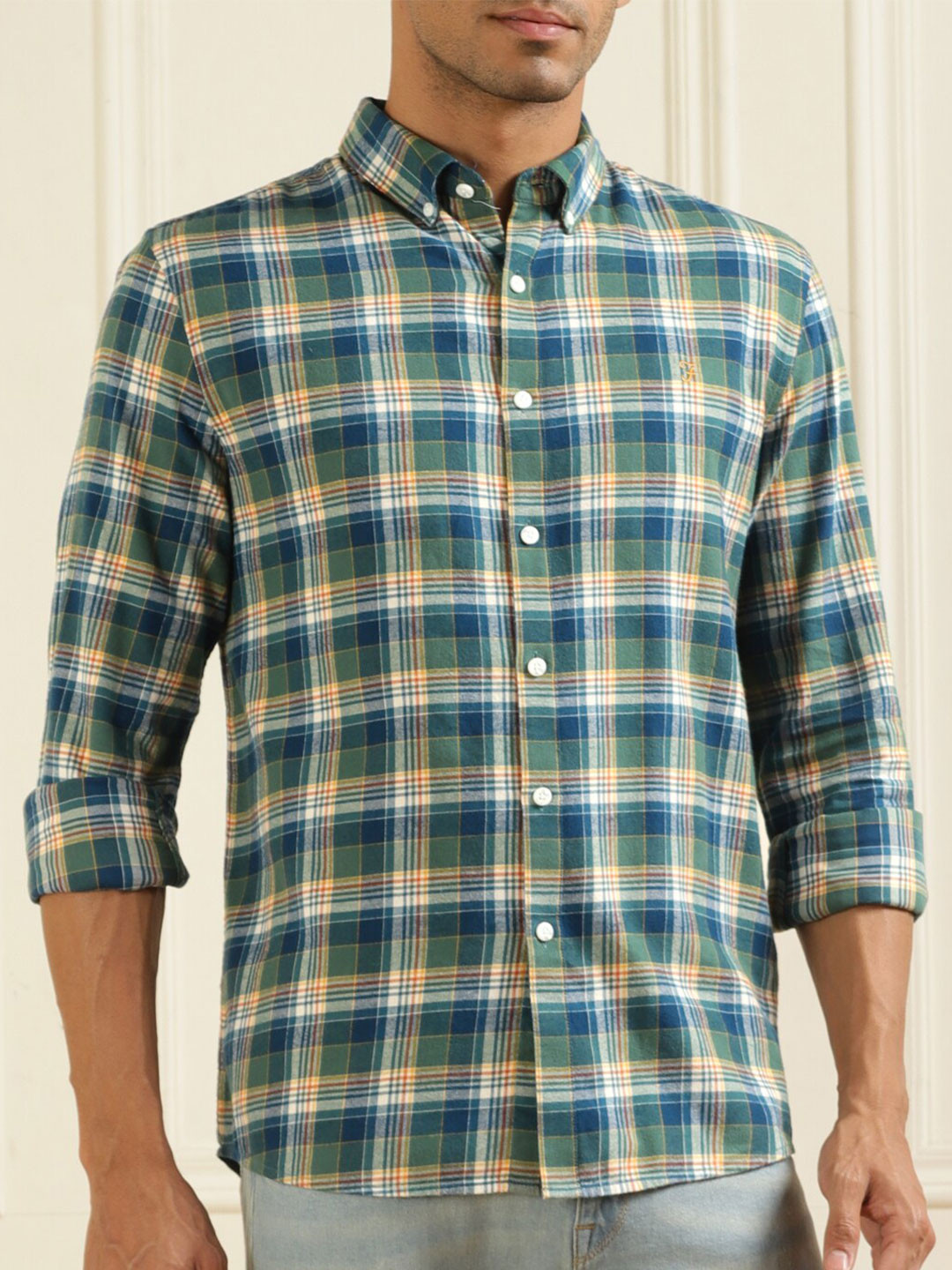 Farah Tartan Checks Button-Down Collar Pure Cotton Casual Shirt, Blue
Farah Tartan Checks Button-Down Collar Pure Cotton Casual Shirt, Blue