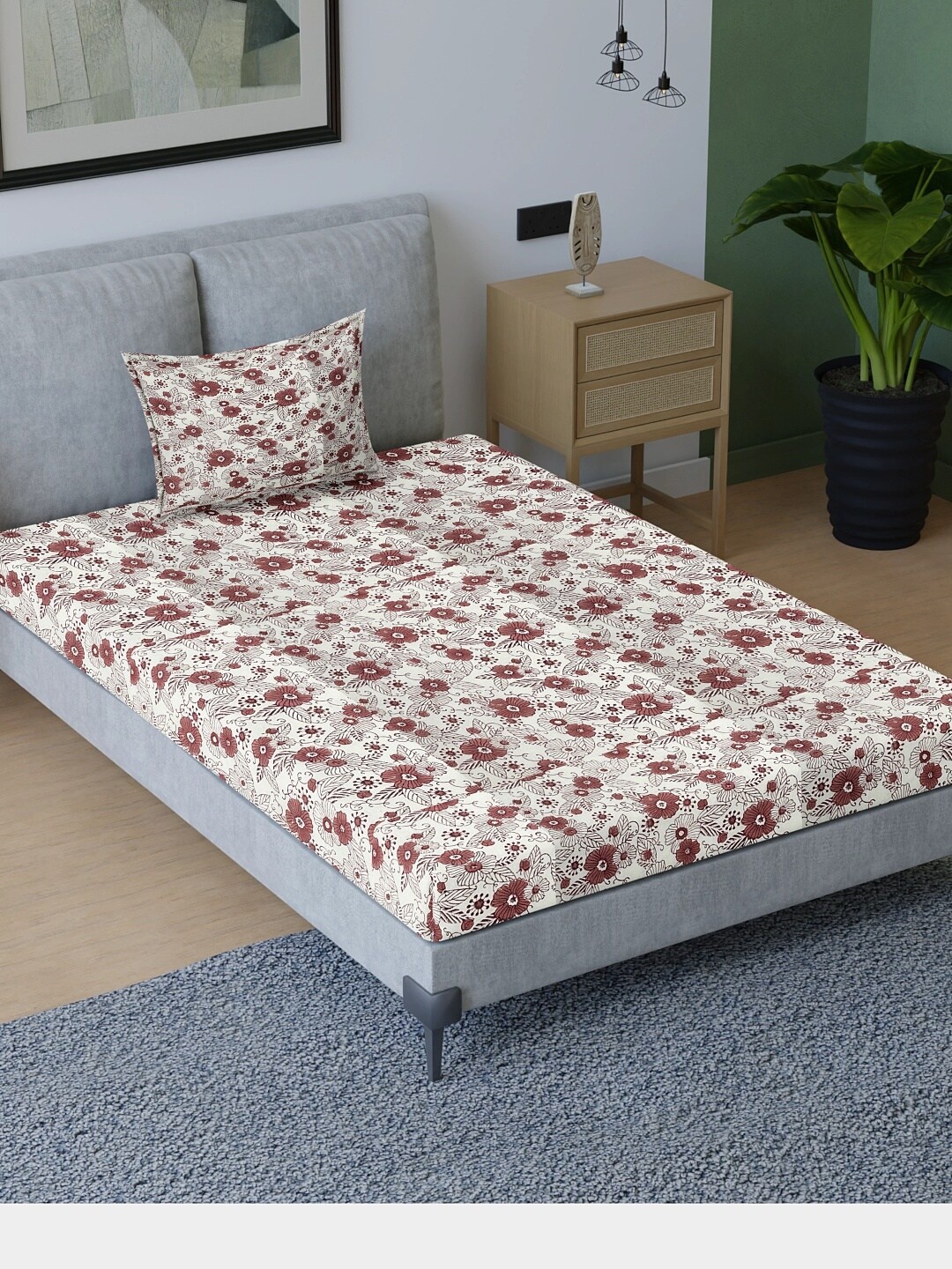 Sangria White & Maroon Printed 200 TC Pure Cotton Single Bed Bedsheet With 1 Pillow Cover
Sangria White & Maroon Printed 200 TC Pure Cotton Single Bed Bedsheet With 1 Pillow Cover