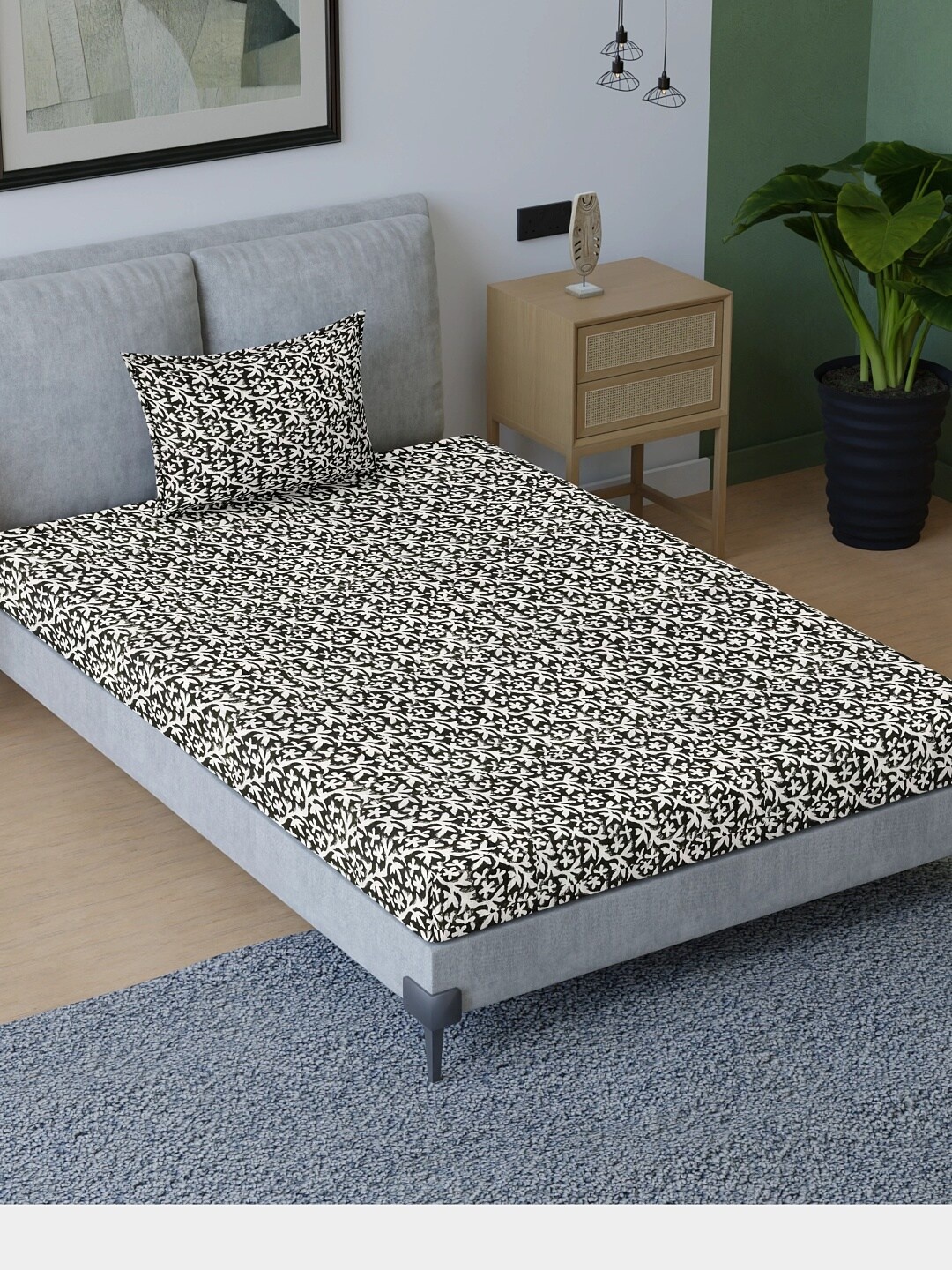 Sangria White & Black Printed 200 TC Pure Cotton Single Bed Bedsheet With 1 Pillow Cover
Sangria White & Black Printed 200 TC Pure Cotton Single Bed Bedsheet With 1 Pillow Cover