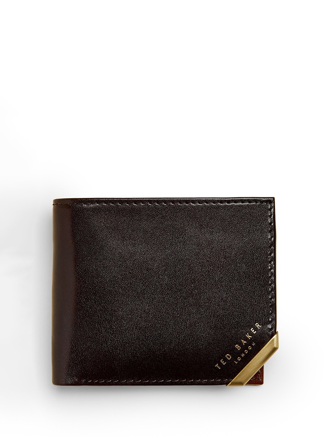 Ted Baker Men Leather Two Fold Wallet, Brown