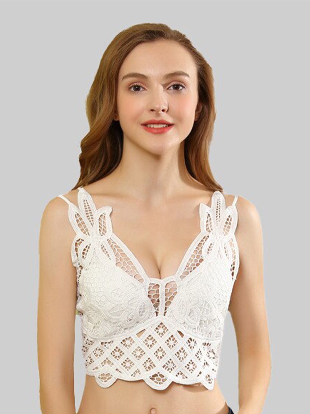 VAGHBHATT Laced Non-Wired Lightly Padded Seamless Cotton Bralette Bra With All Day Comfort, White
VAGHBHATT Laced Non-Wired Lightly Padded Seamless Cotton Bralette Bra With All Day Comfort, White
