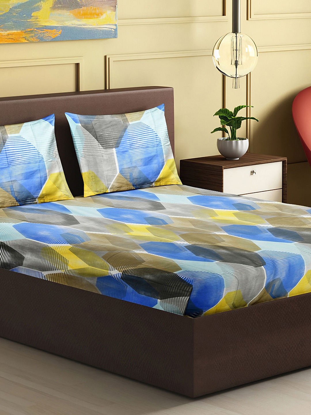 HERE&NOW Twilight Blue & Green Abstract Polycotton 120 TC King Bedsheet & 2 Pillow Covers
HERE&NOW Twilight Blue & Green Abstract Polycotton 120 TC King Bedsheet & 2 Pillow Covers