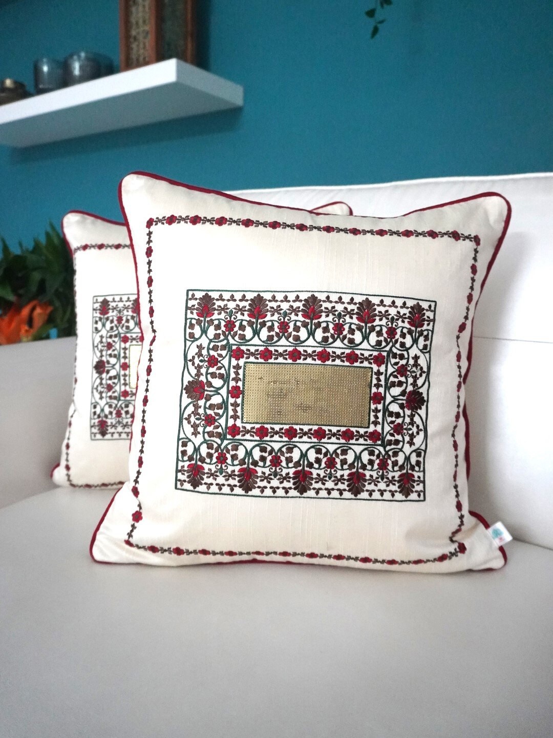 TARA- Sparkling Homes Cream-Coloured & Red 2 Pieces Embroidered Square Cushion Covers
TARA- Sparkling Homes Cream-Coloured & Red 2 Pieces Embroidered Square Cushion Covers