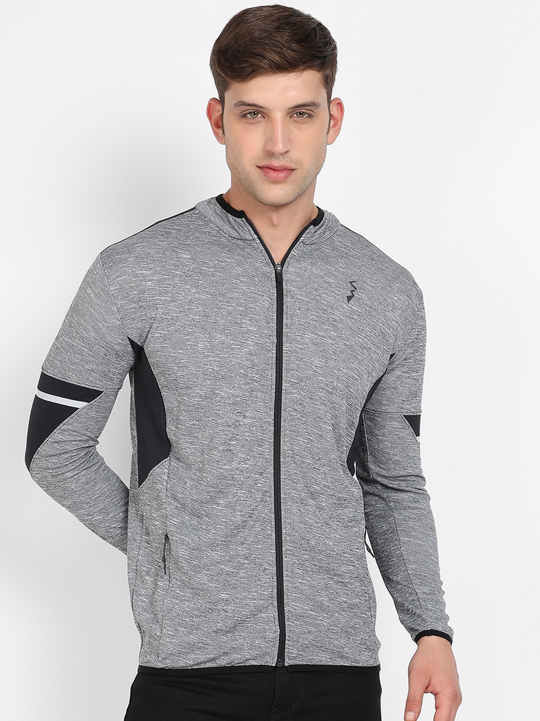 Campus Sutra Mandarin Collar Colorblocked Windcheater Contrast Tailored Jacket, Grey
Campus Sutra Mandarin Collar Colorblocked Windcheater Contrast Tailored Jacket, Grey