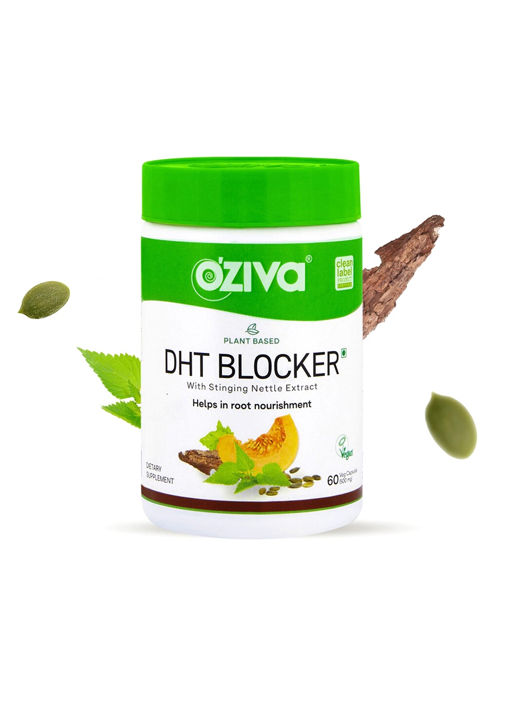 OZiva Plant Based DHT Blocker Capsules with Stinging Nettle Extract - 60 Caps, Green
OZiva Plant Based DHT Blocker Capsules with Stinging Nettle Extract - 60 Caps, Green