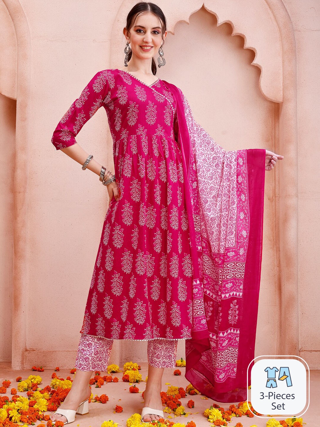 Berrylicious Ethnic Motifs Printed Anarkali Pure Cotton Kurta with Trousers & With, Pink
Berrylicious Ethnic Motifs Printed Anarkali Pure Cotton Kurta with Trousers & With, Pink