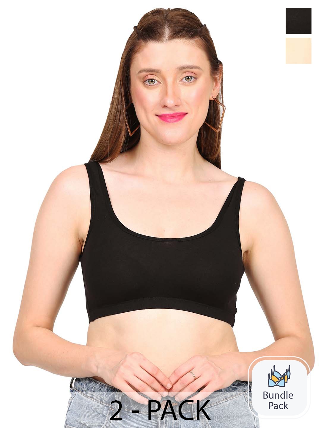 MYSHA Pack Of 2 Seamless Full Coverage Cotton Workout Bra With All Day Comfort, Black
MYSHA Pack Of 2 Seamless Full Coverage Cotton Workout Bra With All Day Comfort, Black