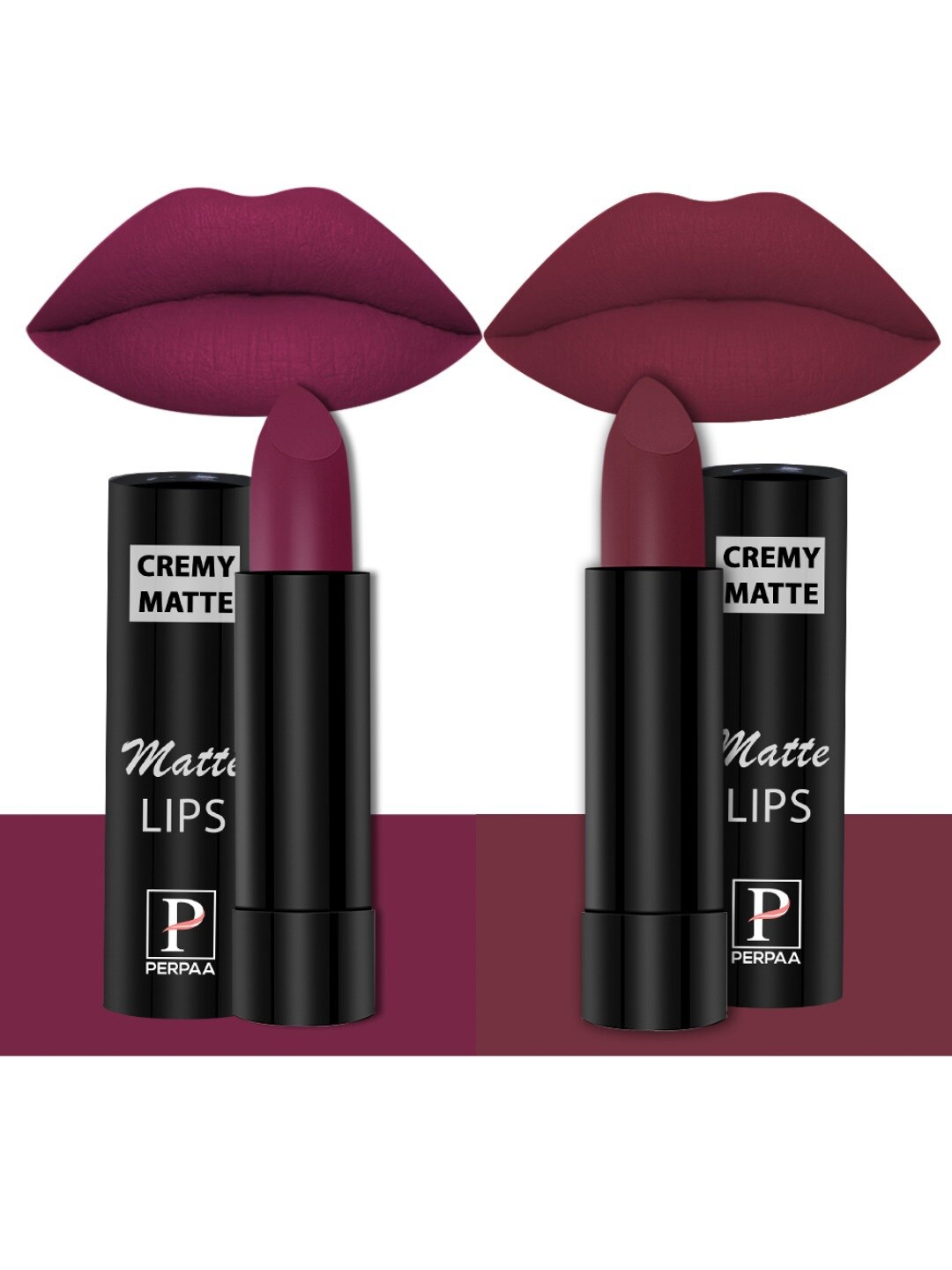PERPAA Set of 2 Creamy Matte Bullet Lipstick 3.5g Each - Cherry Red 52 & Dusky Maroon 96
PERPAA Set of 2 Creamy Matte Bullet Lipstick 3.5g Each - Cherry Red 52 & Dusky Maroon 96