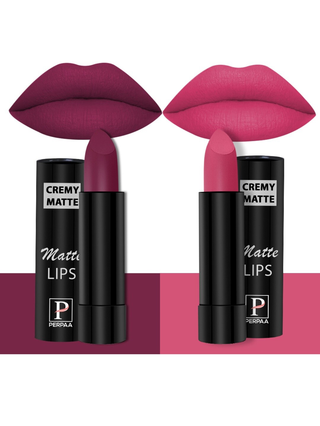 PERPAA Creamy Matte Set Of 2 Long Stay Intense Lipstick - Cherry Red 52 - Pink Fusion 60
PERPAA Creamy Matte Set Of 2 Long Stay Intense Lipstick - Cherry Red 52 - Pink Fusion 60