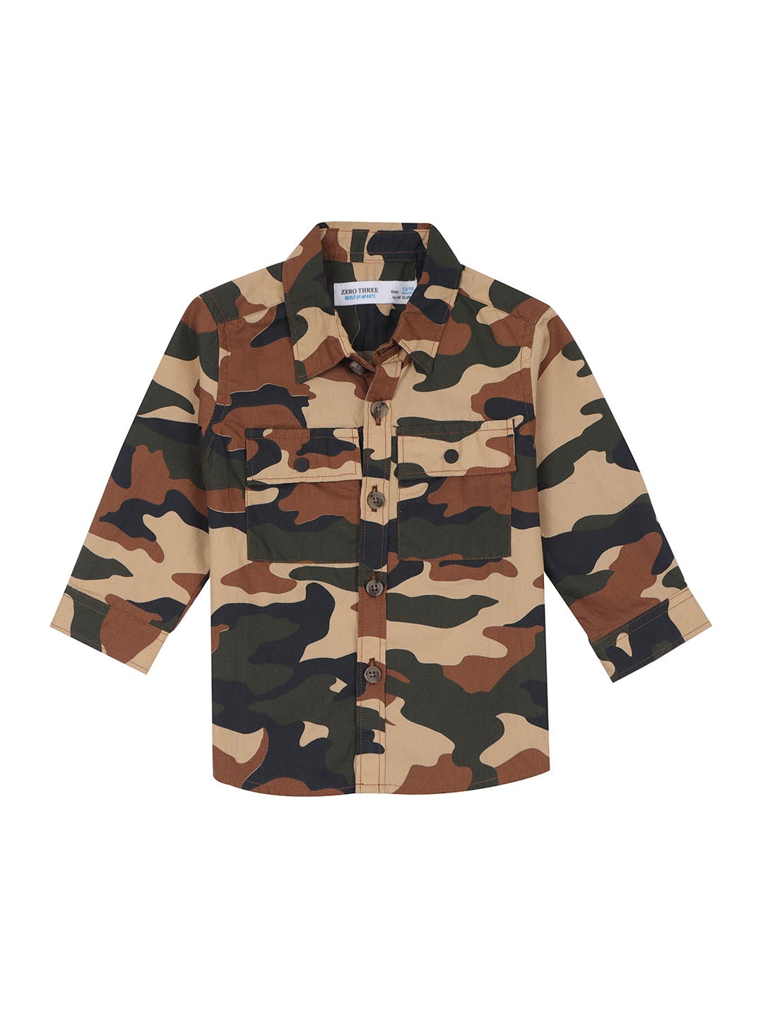 ZERO THREE Comfort Boys Camouflage Printed Regular Fit Spread Collar Cotton Casual Shirt, Brown
ZERO THREE Comfort Boys Camouflage Printed Regular Fit Spread Collar Cotton Casual Shirt, Brown