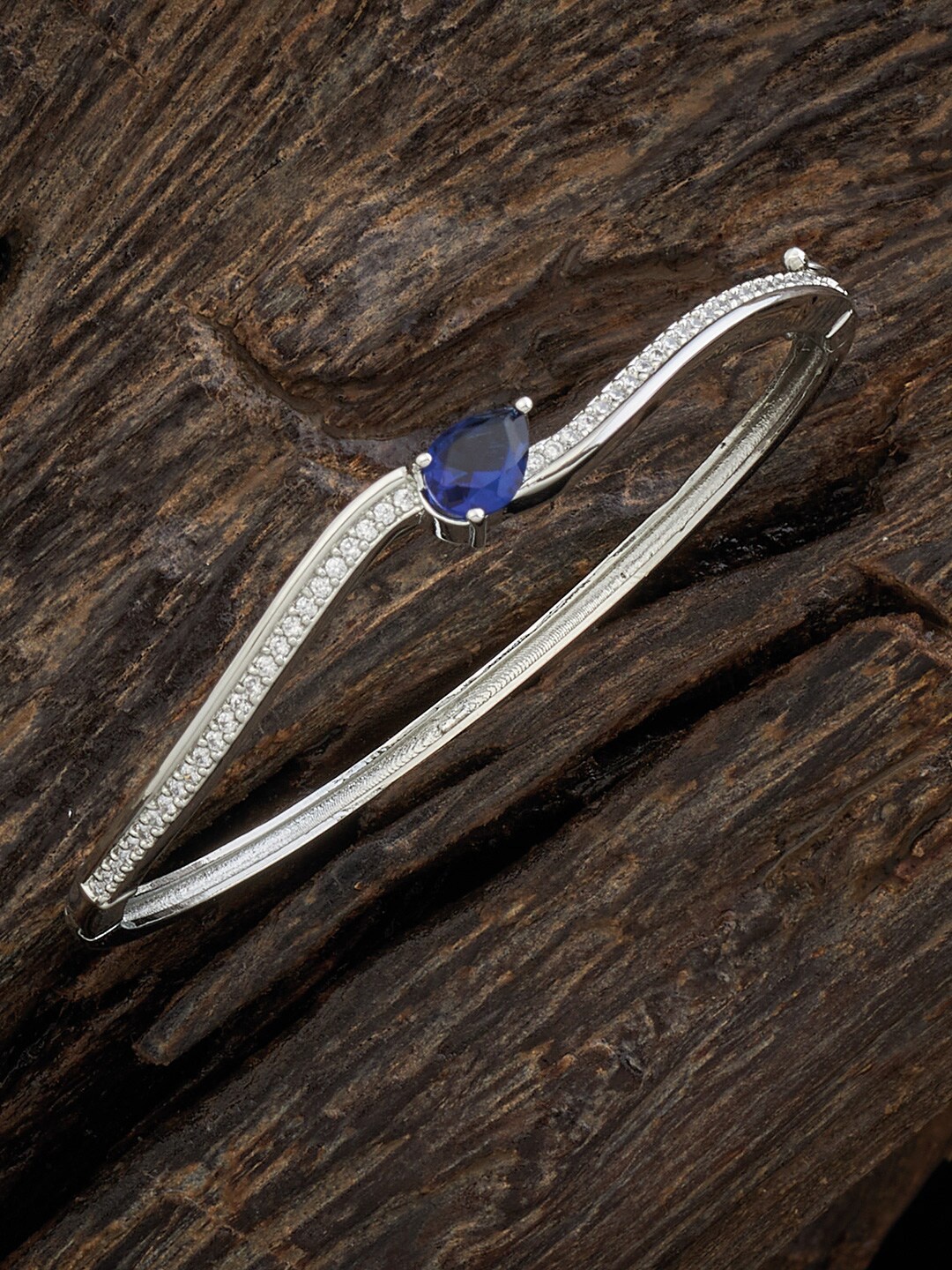 Kushal's Fashion Jewellery Rhodium-Plated Cubic Zirconia-Studded Kada Bracelet, Silver
Kushal's Fashion Jewellery Rhodium-Plated Cubic Zirconia-Studded Kada Bracelet, Silver