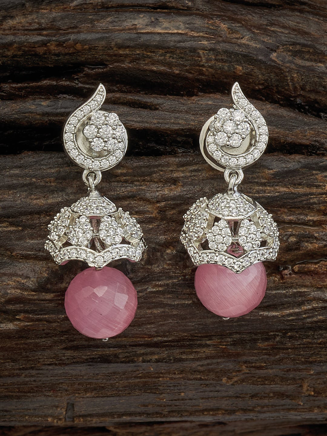 Kushal's Fashion Jewellery Rhodium-Plated Cubic Zirconia Dome Shaped Jhumkas Earrings, Pink
Kushal's Fashion Jewellery Rhodium-Plated Cubic Zirconia Dome Shaped Jhumkas Earrings, Pink
