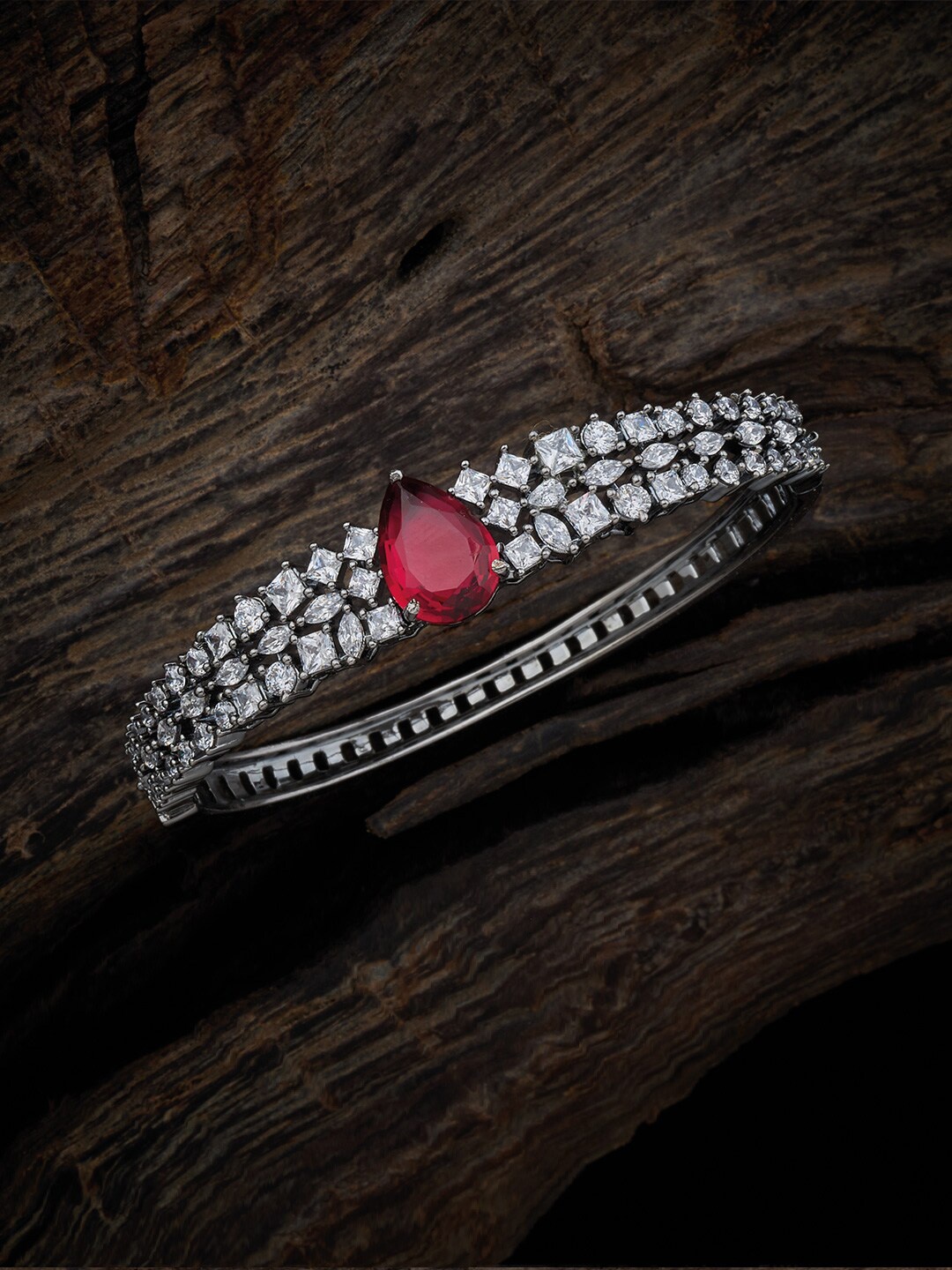 Kushal's Fashion Jewellery Cubic Zirconia Studded Rhodium-Plated Bangle-Style Bracelet, Silver
Kushal's Fashion Jewellery Cubic Zirconia Studded Rhodium-Plated Bangle-Style Bracelet, Silver