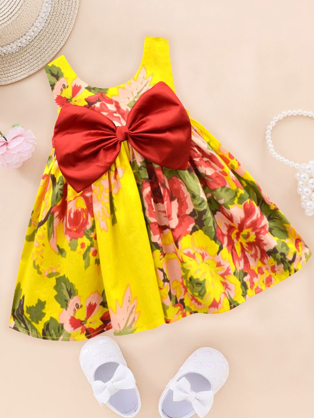 A.T.U.N. Girls Floral Printed Sleeveless Bow Detailed Pure Cotton Fit & Flare Dress, Yellow
A.T.U.N. Girls Floral Printed Sleeveless Bow Detailed Pure Cotton Fit & Flare Dress, Yellow