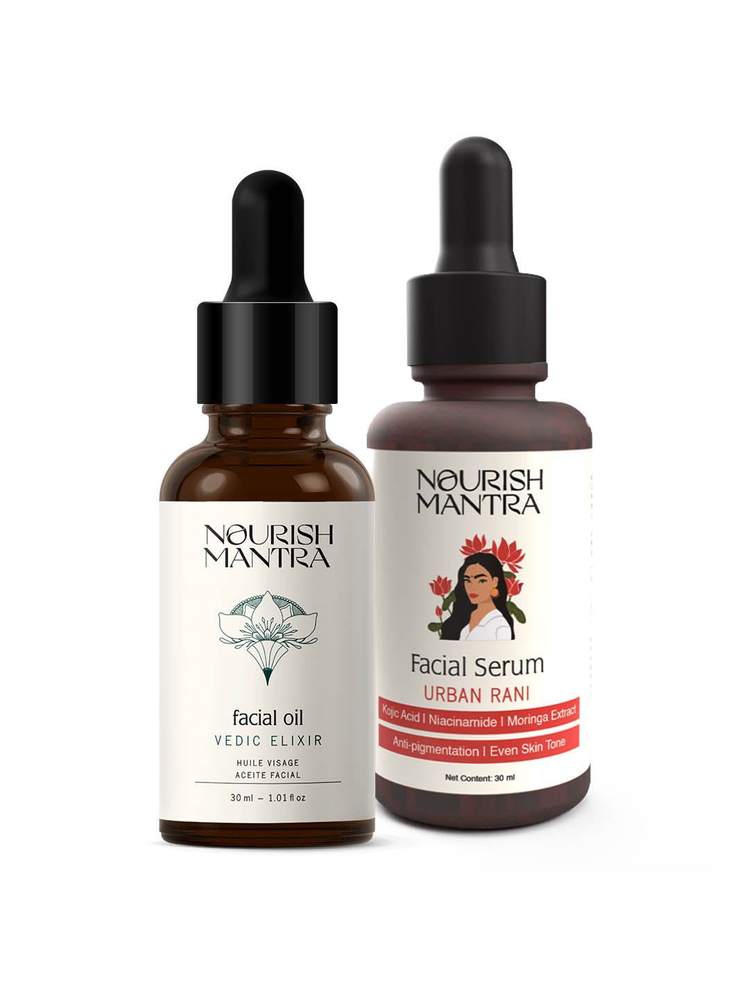 Nourish Mantra Set Of 2 Vedic Elixir Facial Oil & Urban Rani Facial Serum 30ml Each, Black
Nourish Mantra Set Of 2 Vedic Elixir Facial Oil & Urban Rani Facial Serum 30ml Each, Black