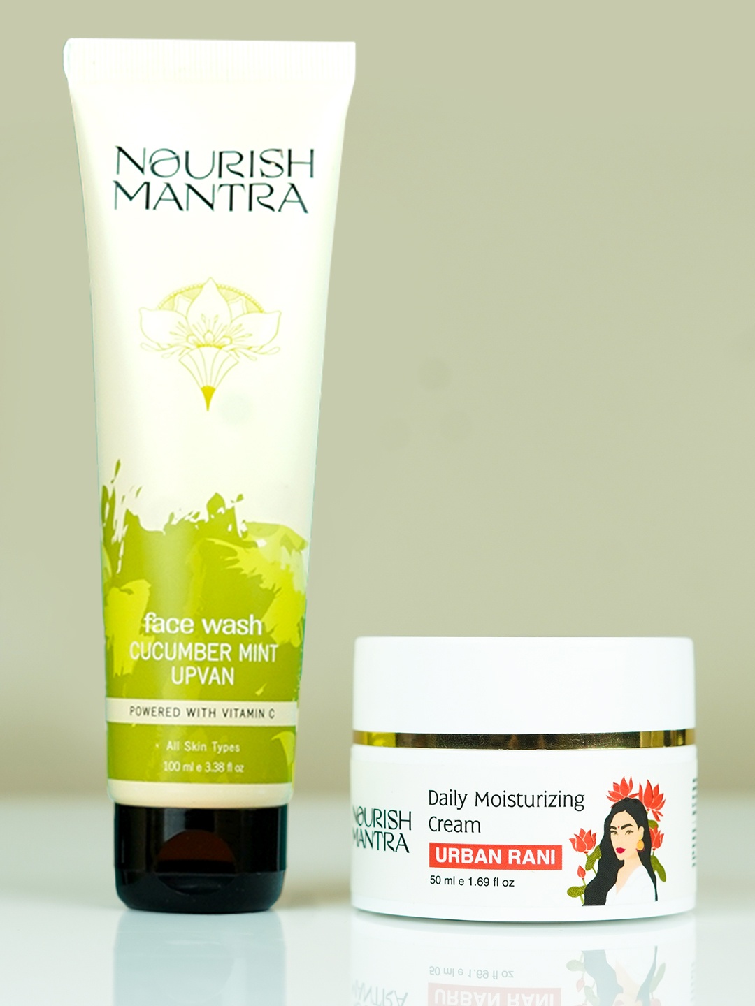 Nourish Mantra 2Pcs Cucumber Mint Upavan Face Wash & Urban Rani Daily Moisturizing Cream, White
Nourish Mantra 2Pcs Cucumber Mint Upavan Face Wash & Urban Rani Daily Moisturizing Cream, White