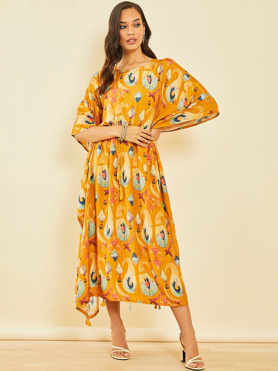 Soch Ethnic Motifs Printed Extended Sleeves Kaftan Midi Ethnic Dress, Mustard
Soch Ethnic Motifs Printed Extended Sleeves Kaftan Midi Ethnic Dress, Mustard