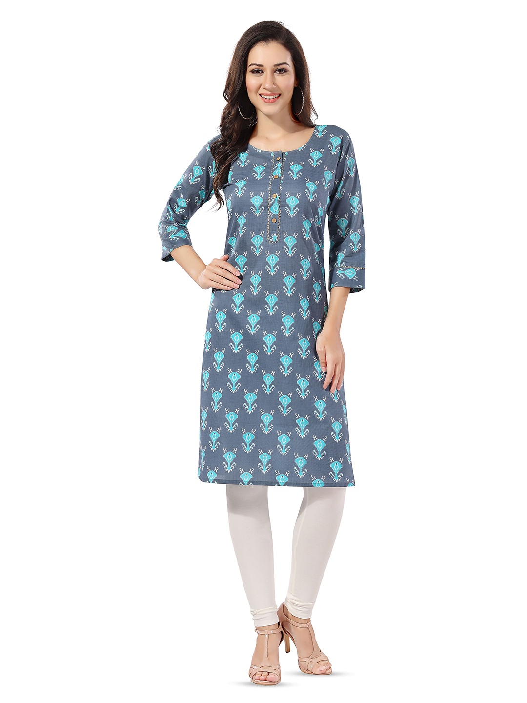keshubaba Ethnic Motifs Printed Round Neck Three-quarter Sleeve Gotta Patti Cotton Kurta, Grey
keshubaba Ethnic Motifs Printed Round Neck Three-quarter Sleeve Gotta Patti Cotton Kurta, Grey