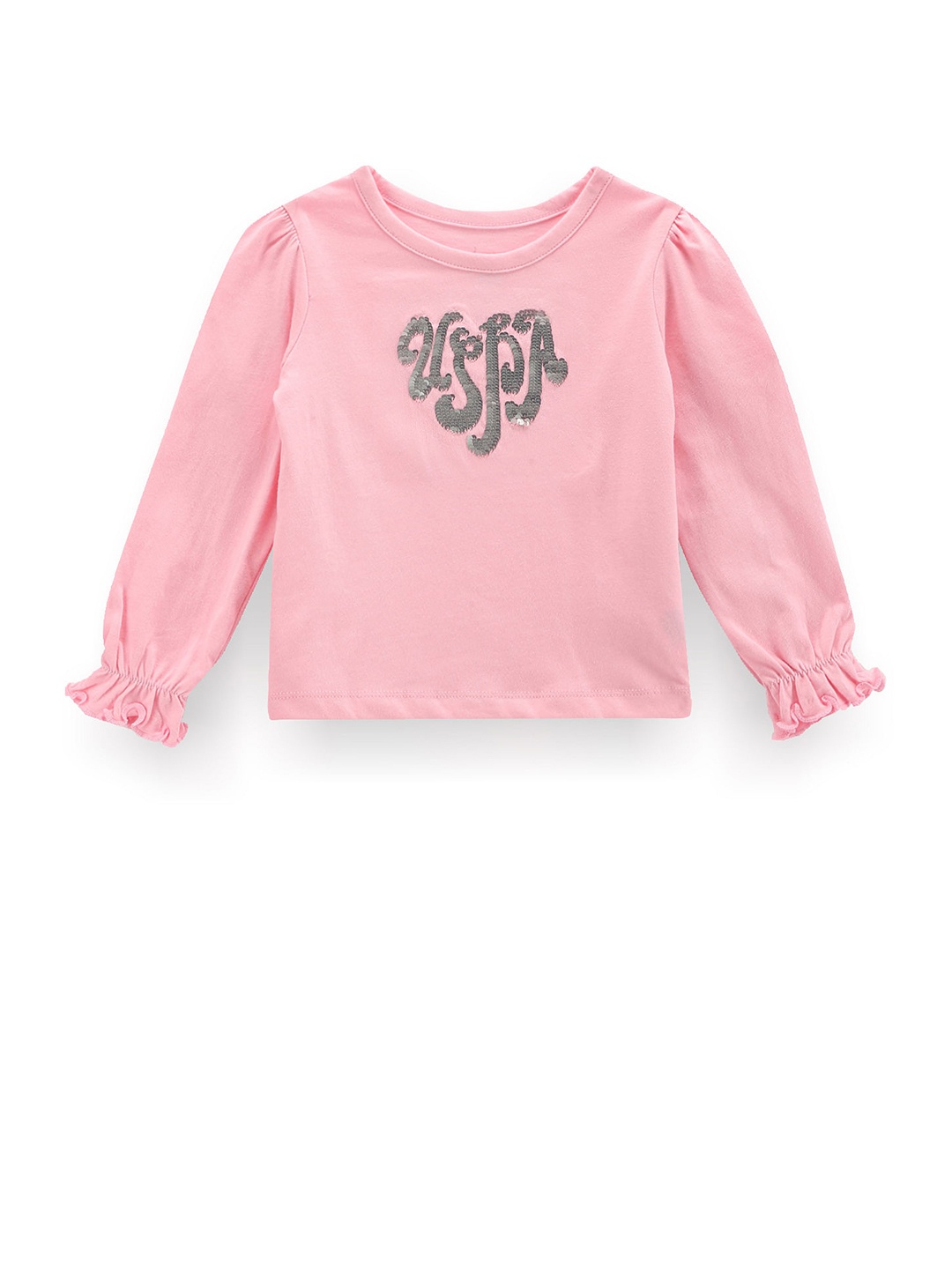 U.S. Polo Assn. Kids Girls Embellished Cuffed Sleeves Cotton Regular T-shirt, Pink
U.S. Polo Assn. Kids Girls Embellished Cuffed Sleeves Cotton Regular T-shirt, Pink
