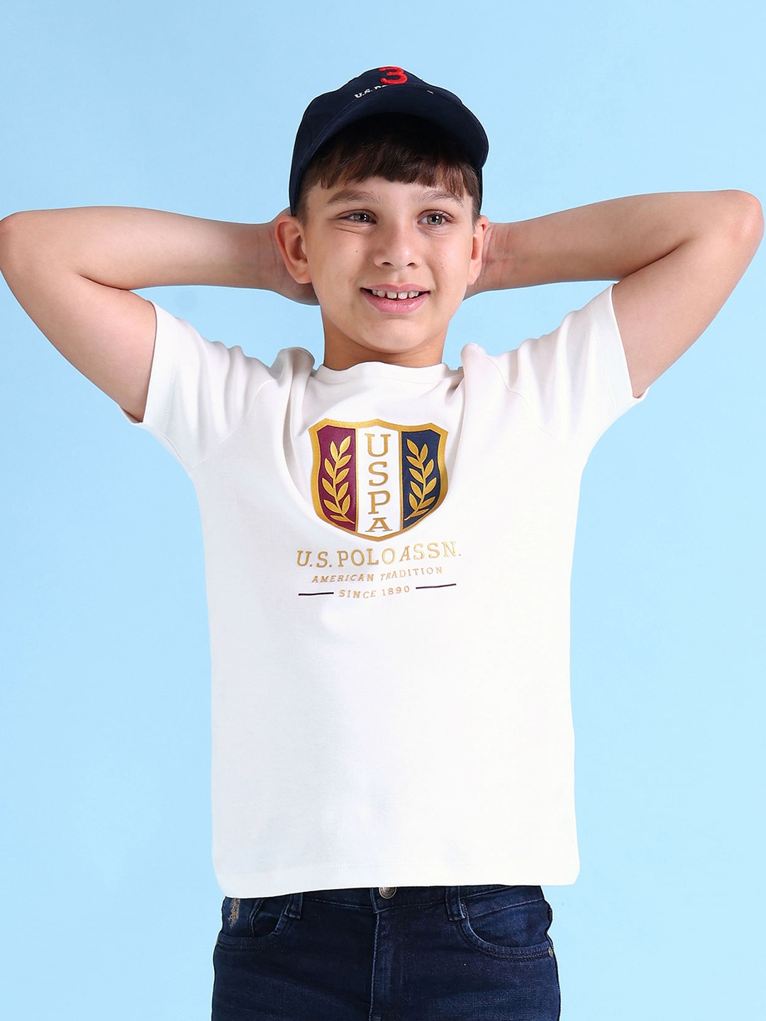 U.S. Polo Assn. Kids Boys Brand Logo Printed Round Neck Cotton Regular T-shirt, White
U.S. Polo Assn. Kids Boys Brand Logo Printed Round Neck Cotton Regular T-shirt, White
