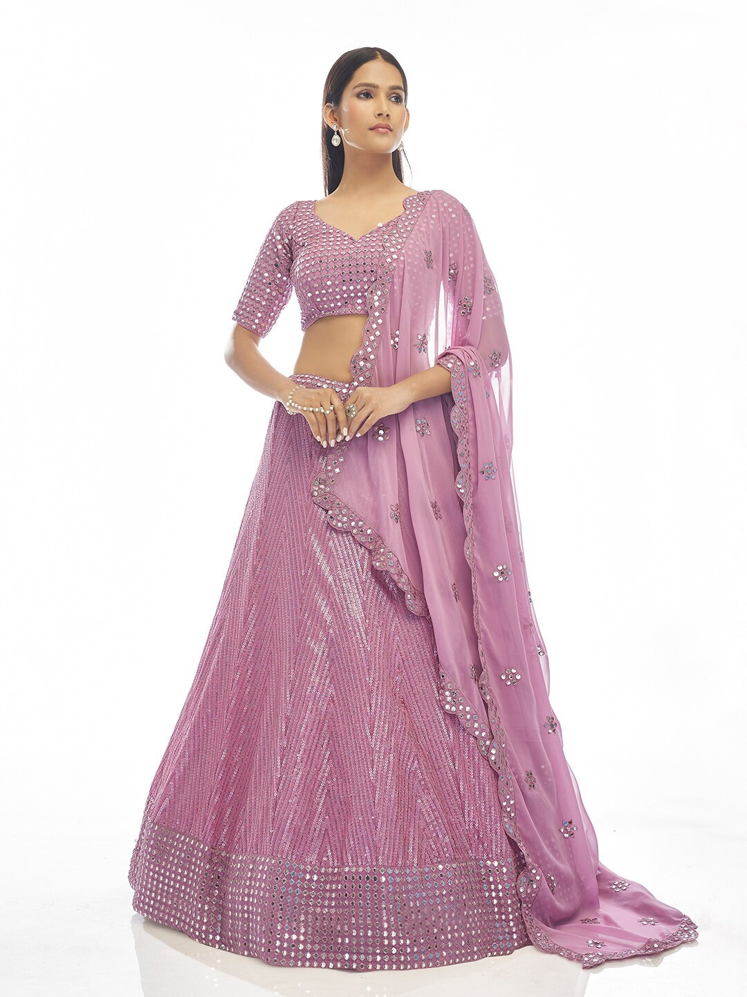 Fusionic Mirror Work Embroidered Semi-Stitched Lehenga & Unstitched Blouse With Dupatta, Lavender
Fusionic Mirror Work Embroidered Semi-Stitched Lehenga & Unstitched Blouse With Dupatta, Lavender