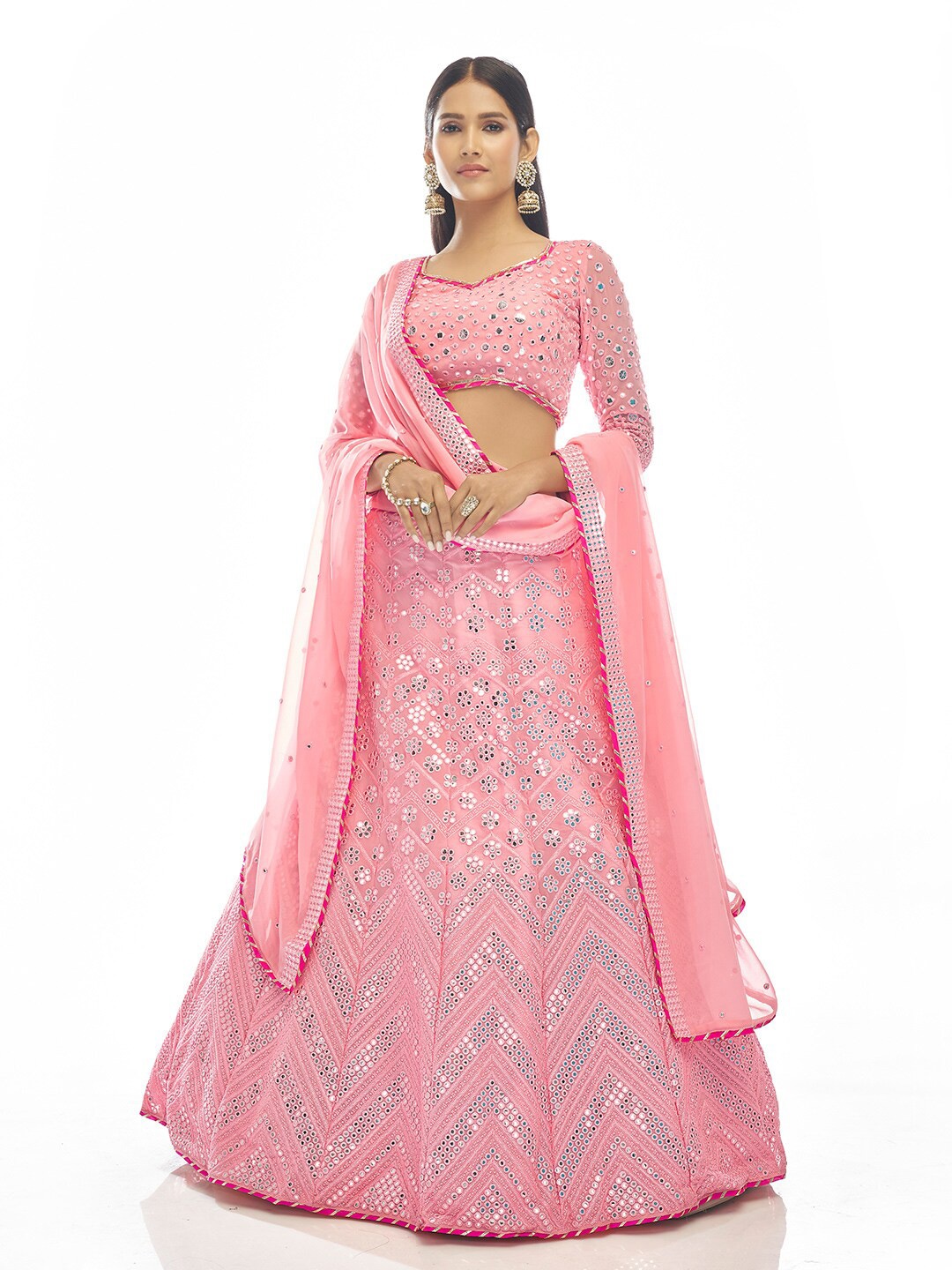 Fusionic Embroidered Semi-Stitched Organza Lehenga & Unstitched Blouse With Dupatta, Pink
Fusionic Embroidered Semi-Stitched Organza Lehenga & Unstitched Blouse With Dupatta, Pink