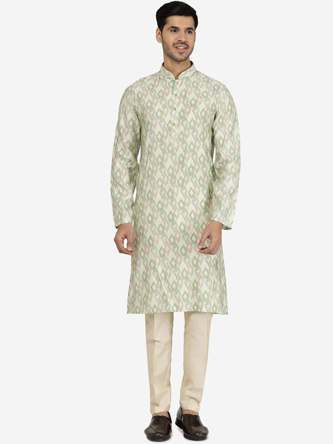 THE KURTA COMPANY Ethnic Motifs Printed Mandarin Collar Straight Cotton Silk Kurta, Green
THE KURTA COMPANY Ethnic Motifs Printed Mandarin Collar Straight Cotton Silk Kurta, Green