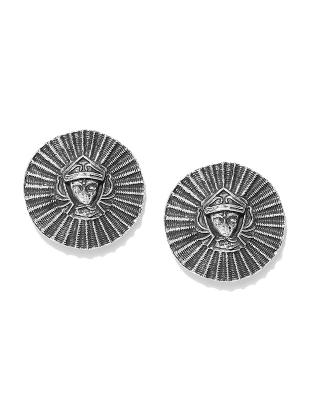 Infuzze Silver Plated Oxidised Studs Earrings