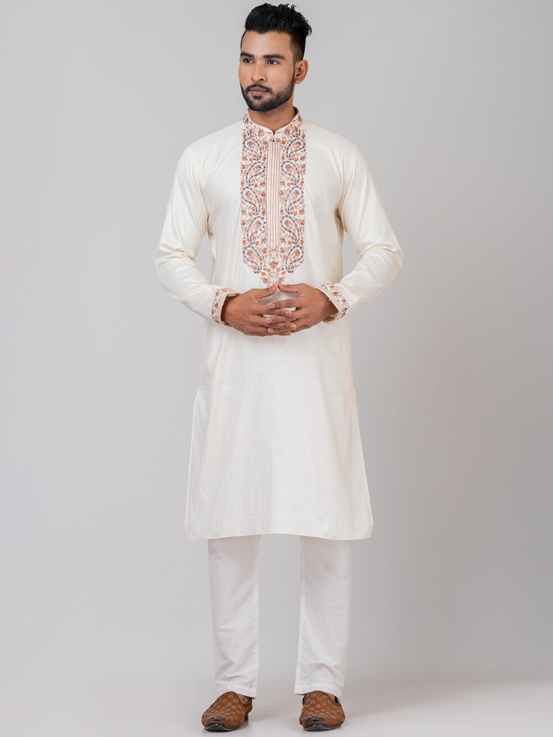 HU - Handcrafted Uniquely Ethnic Motifs Embroidered Shadow Work Cotton Silk Straight Kurta, Cream
HU - Handcrafted Uniquely Ethnic Motifs Embroidered Shadow Work Cotton Silk Straight Kurta, Cream