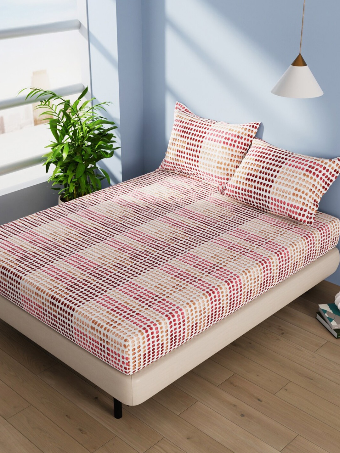 BIANCA Serina Beige & Pink Geometric Cotton 144 TC Queen Bedsheet With 2 Pillow Covers
BIANCA Serina Beige & Pink Geometric Cotton 144 TC Queen Bedsheet With 2 Pillow Covers