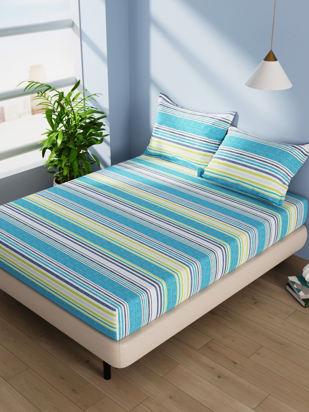 BIANCA Serina Blue & White Striped Cotton 144 TC Queen Bedsheet With 2 Pillow Covers
BIANCA Serina Blue & White Striped Cotton 144 TC Queen Bedsheet With 2 Pillow Covers