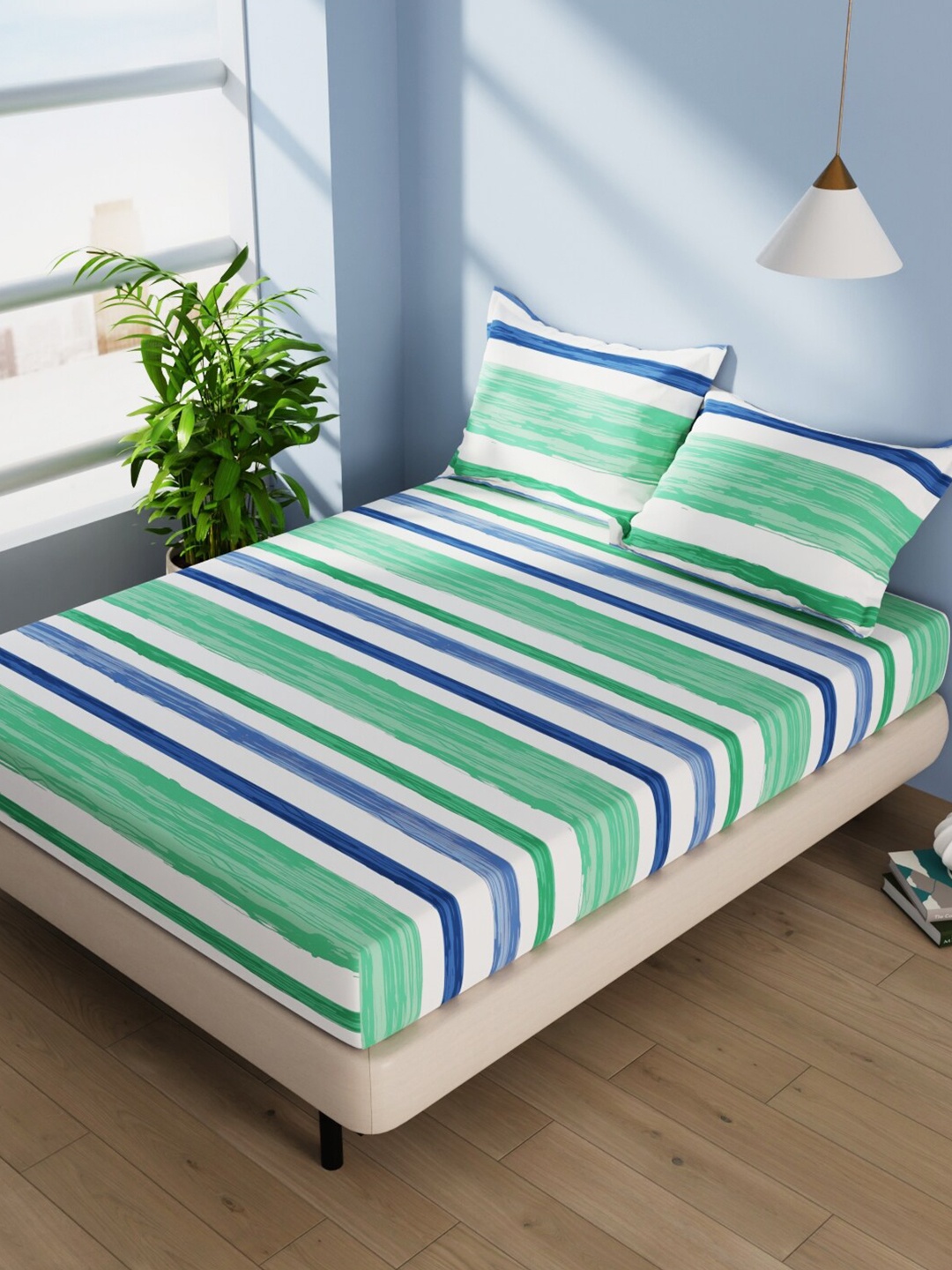 BIANCA Serina Green & White Striped Cotton 144 TC Queen Bedsheet With 2 Pillow Covers
BIANCA Serina Green & White Striped Cotton 144 TC Queen Bedsheet With 2 Pillow Covers