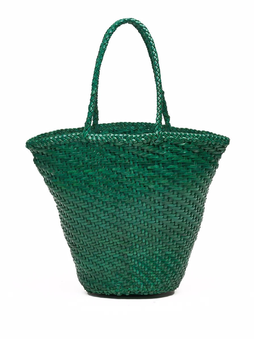 Mistry Self Design Structured Leather Tote Bag, Green