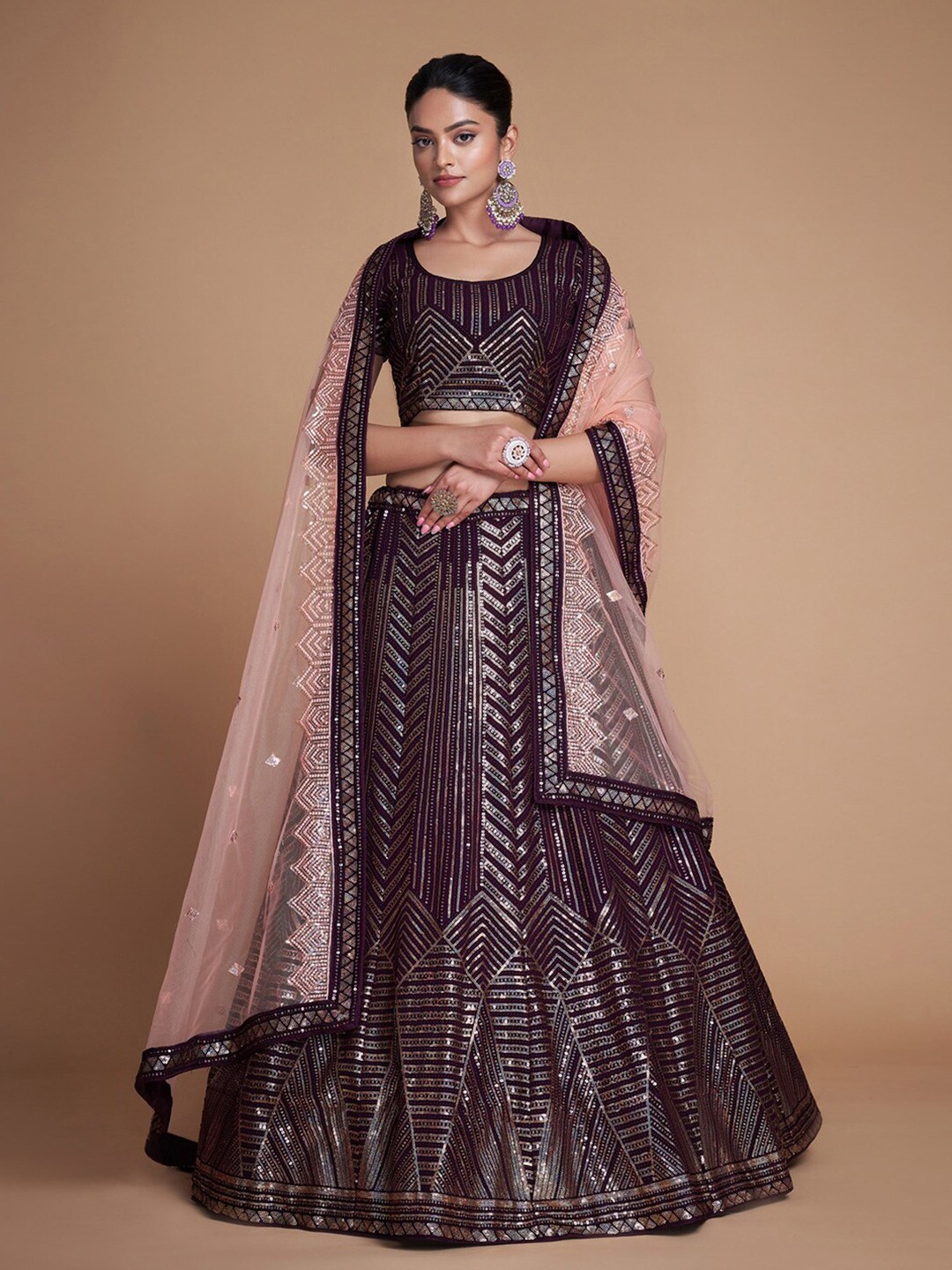 Fusionic Embellished Sequinned Semi-Stitched Lehenga & Unstitched Blouse With Dupatta, Purple
Fusionic Embellished Sequinned Semi-Stitched Lehenga & Unstitched Blouse With Dupatta, Purple