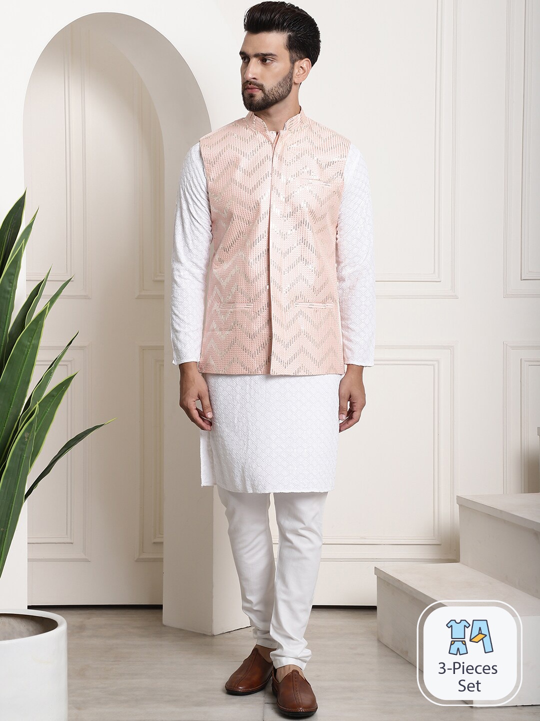SOJANYA Ethnic Motifs Sequinned Embroidered Pure Cotton Kurta With Churidar & Nehru Jacket, White
SOJANYA Ethnic Motifs Sequinned Embroidered Pure Cotton Kurta With Churidar & Nehru Jacket, White