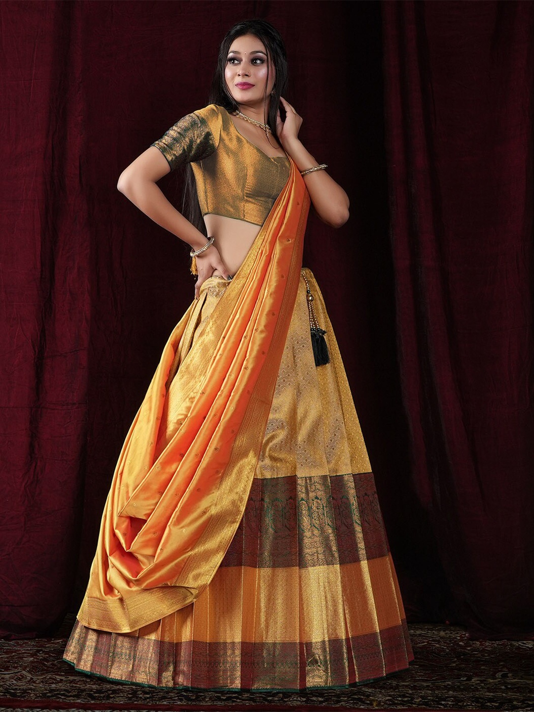HALFSAREE STUDIO Woven Design Zari Semi-Stitched Lehenga & Unstitched Blouse With Dupatta, Cream
HALFSAREE STUDIO Woven Design Zari Semi-Stitched Lehenga & Unstitched Blouse With Dupatta, Cream