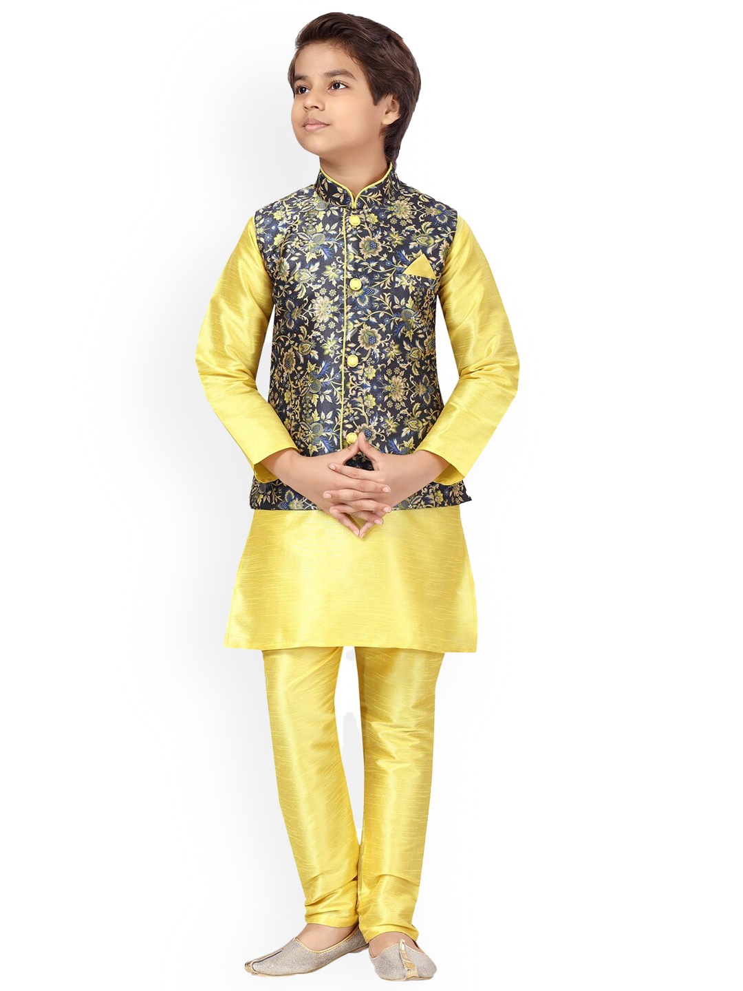 BAESD Boys Mandarin Collar Pure Cotton Straight Kurta With Pyjamas & Nehru jacket, Yellow
BAESD Boys Mandarin Collar Pure Cotton Straight Kurta With Pyjamas & Nehru jacket, Yellow