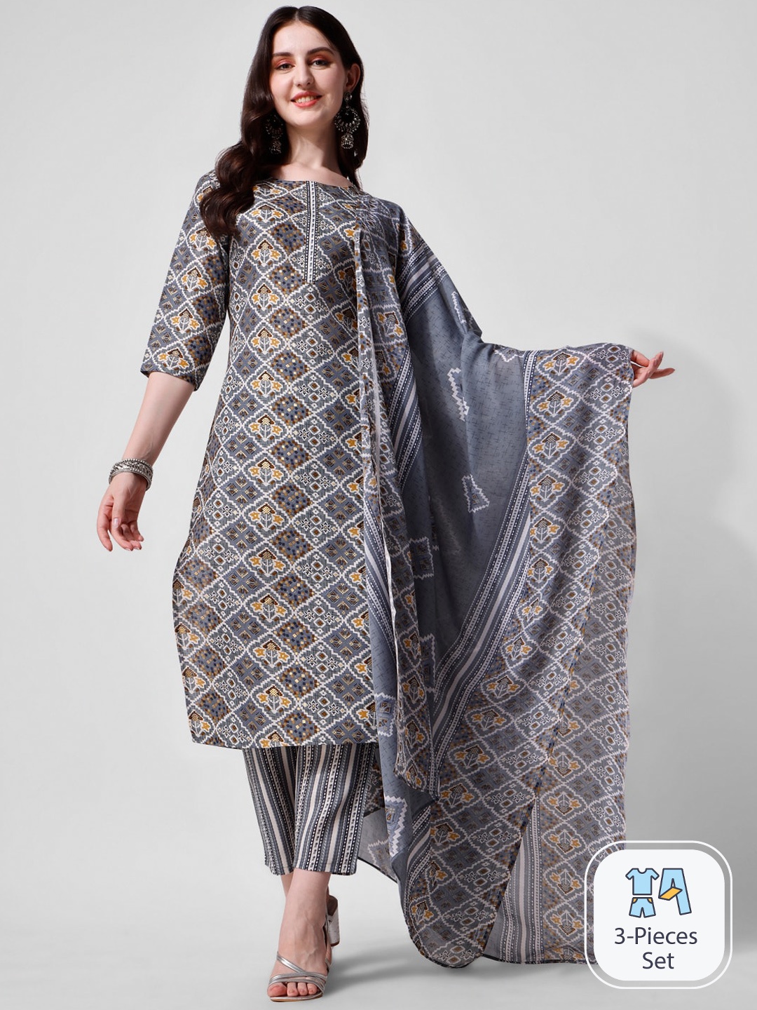 KALINI Ethnic Motifs Printed Regular Pure Cotton Kurta With Trousers & Dupatta, Blue
KALINI Ethnic Motifs Printed Regular Pure Cotton Kurta With Trousers & Dupatta, Blue