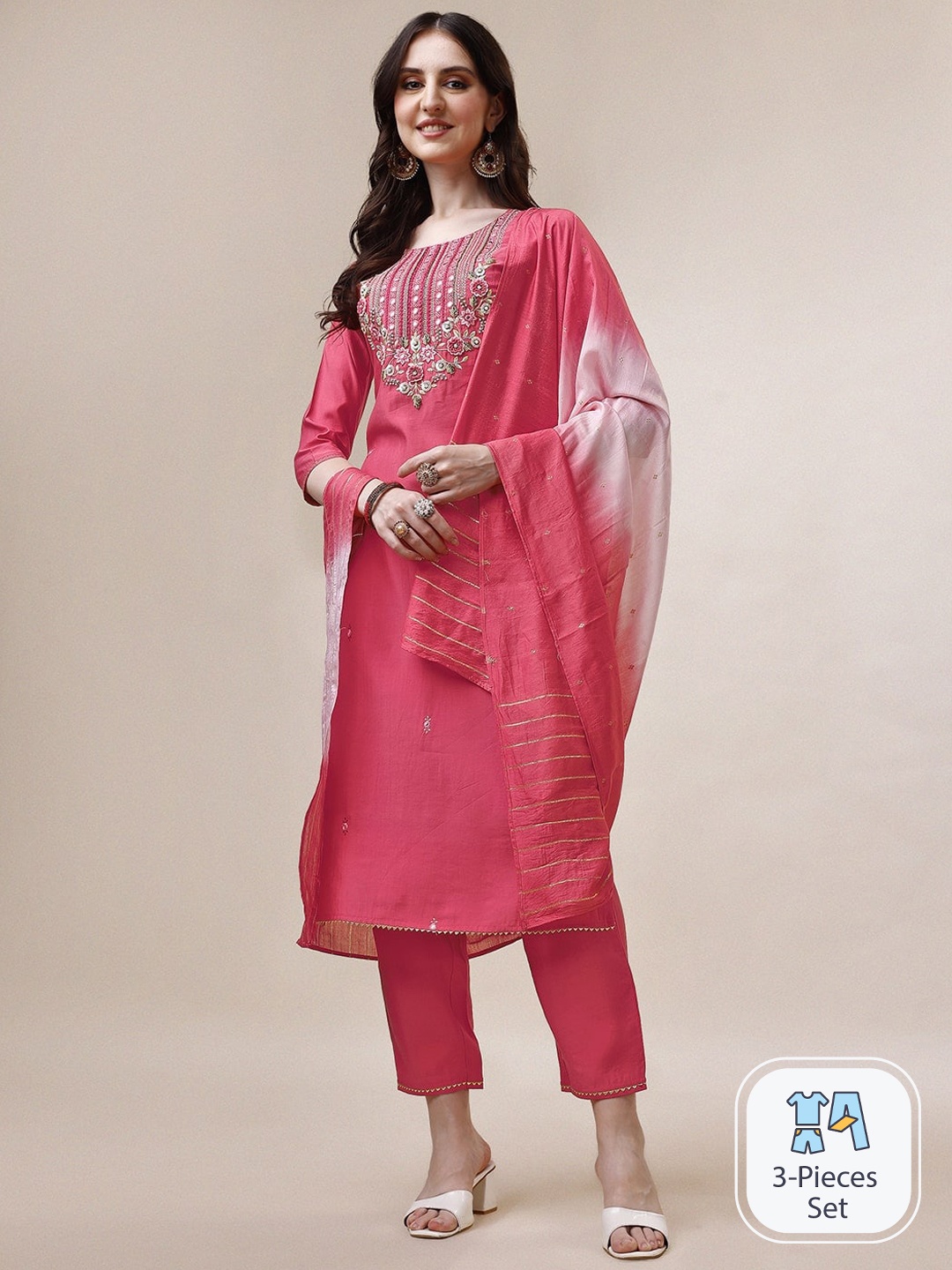 Berrylicious Floral Embroidered Regular Thread Work Kurta & Trousers With Dupatta, Pink
Berrylicious Floral Embroidered Regular Thread Work Kurta & Trousers With Dupatta, Pink