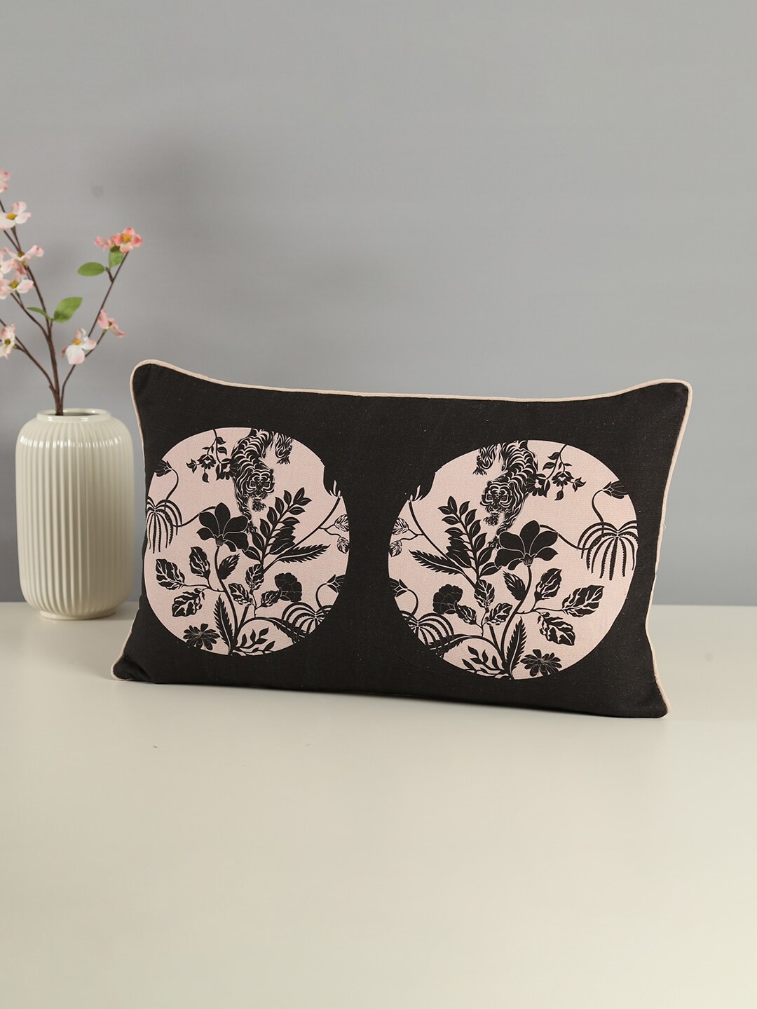 India Circus by Krsnaa Mehta Fleur Greyscale Black & Beige Cotton Rectangle Cushion Cover
India Circus by Krsnaa Mehta Fleur Greyscale Black & Beige Cotton Rectangle Cushion Cover