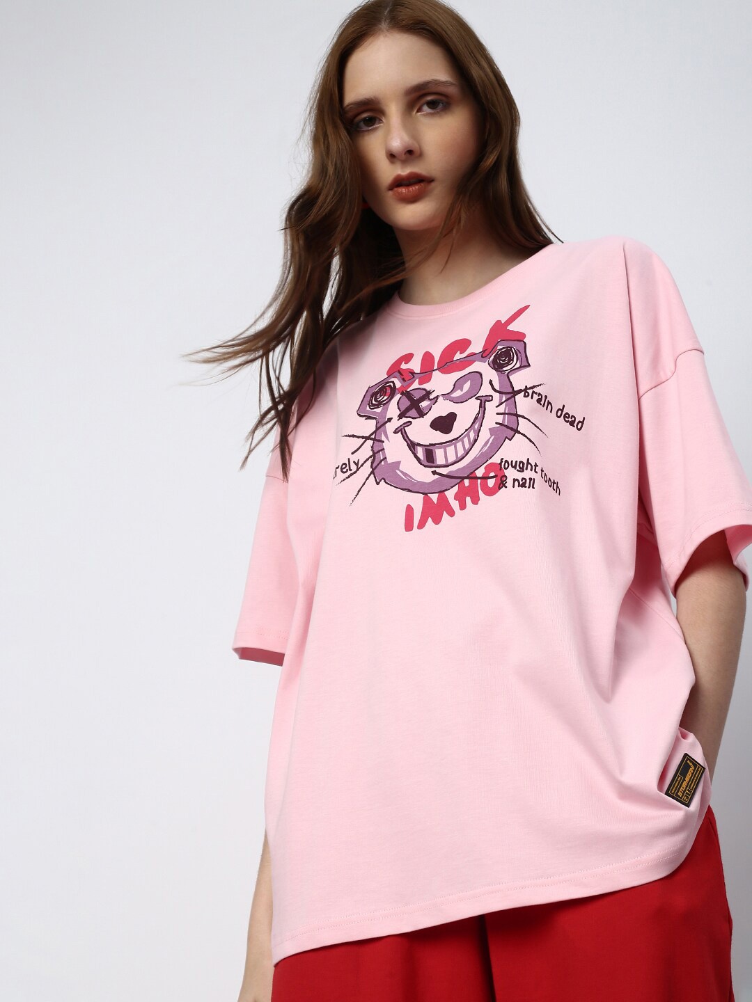 Stormborn Typographic Printed Drop Shoulder Sleeves Oversized Pure Cotton T-shirt, Pink
Stormborn Typographic Printed Drop Shoulder Sleeves Oversized Pure Cotton T-shirt, Pink