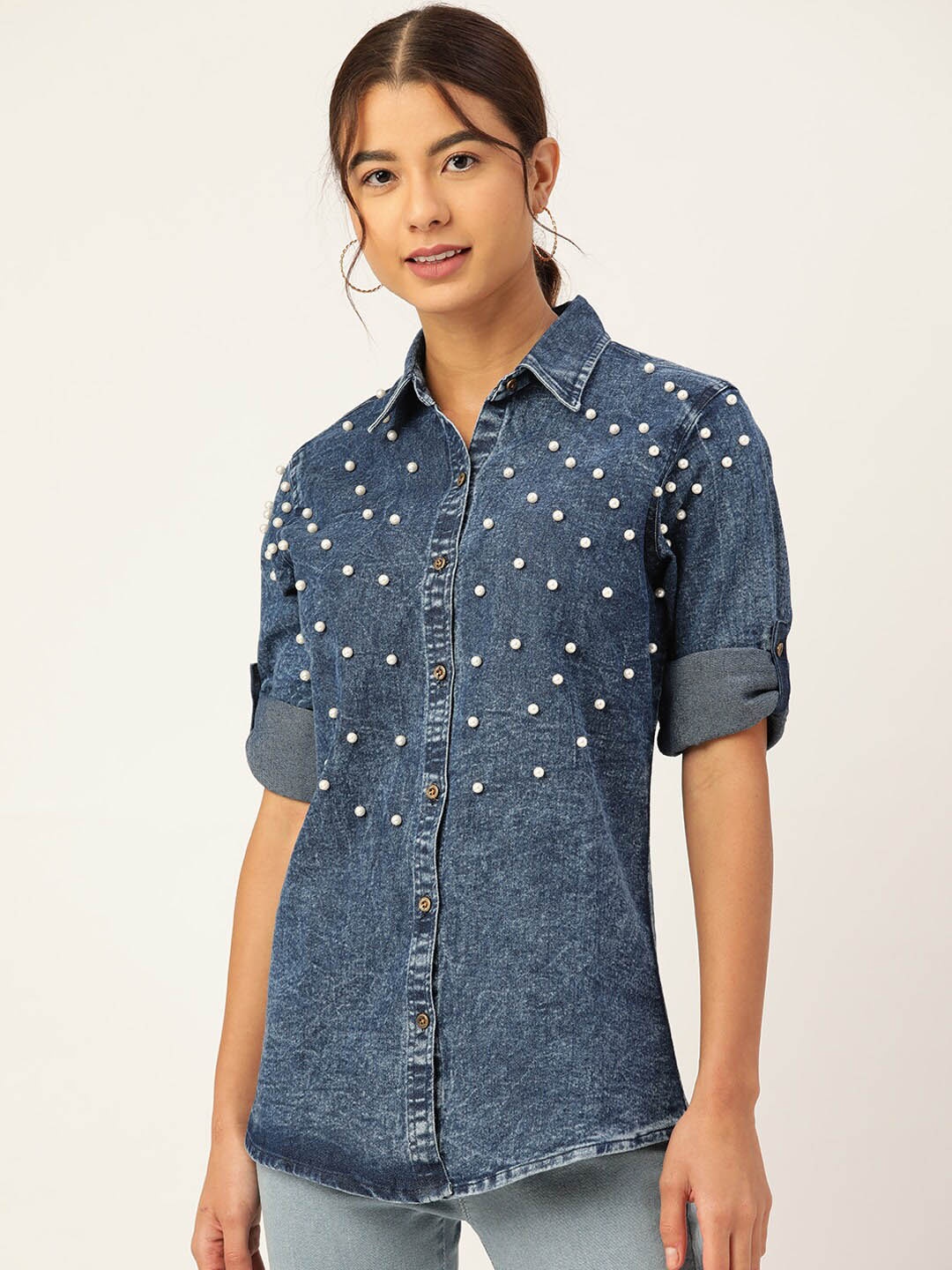 urSense Spread Collar Roll-Up Sleeves Embellished Detailed Pure Cotton Casual Shirt, Blue
urSense Spread Collar Roll-Up Sleeves Embellished Detailed Pure Cotton Casual Shirt, Blue