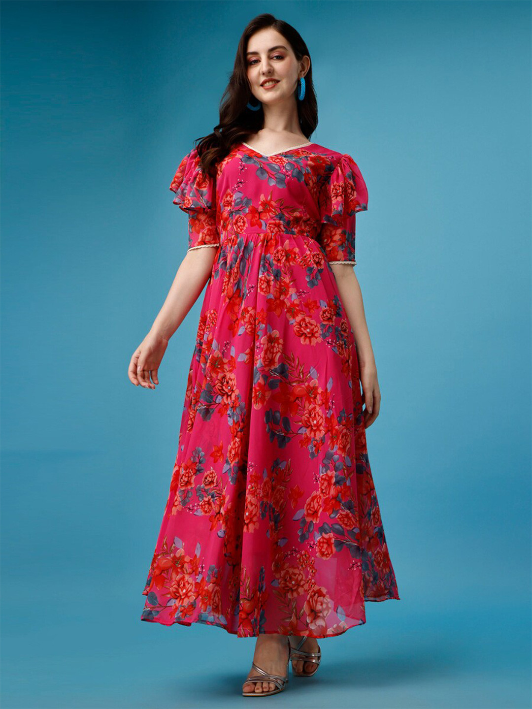 KALINI Floral Printed Puff Sleeve Maxi Dress, Pink
KALINI Floral Printed Puff Sleeve Maxi Dress, Pink