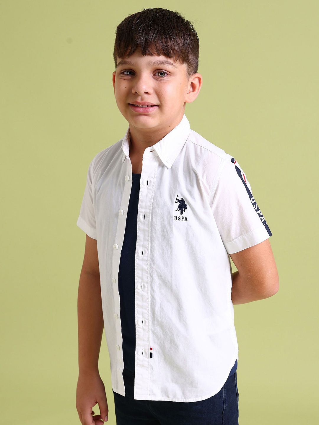 U.S. Polo Assn. Kids Boys Classic Spread Collar Short Sleeve Cotton Casual Shirt, White
U.S. Polo Assn. Kids Boys Classic Spread Collar Short Sleeve Cotton Casual Shirt, White